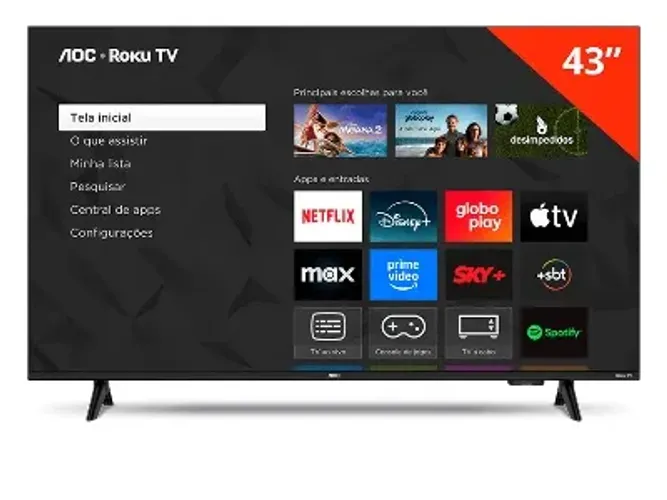 TV AOC Roku 43 polegadas 4k