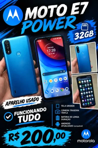 MOTO E7 POWER, 32GB, BARATO PRA HOJE