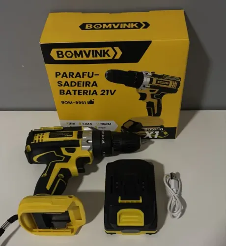 PARAFUSADEIRA SEM FIO 21V BATERIA LI-ION MANDRIL 10MM
