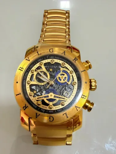 Relógio Masculino Bvlgari Skeleton Iron Man Gold - Seminovo 