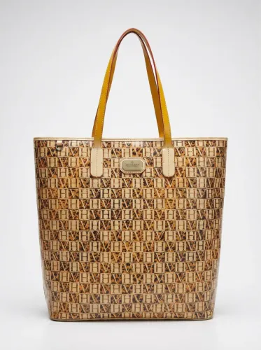 Bolsa tote Victor Hugo Kylie com estampa de monograma em material sintético envernizado.