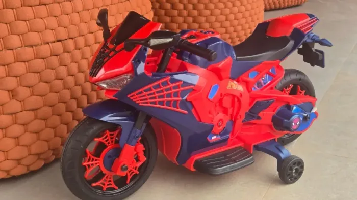 Moto Elétrica Infantil Homem-Aranha - Luzes e Sons