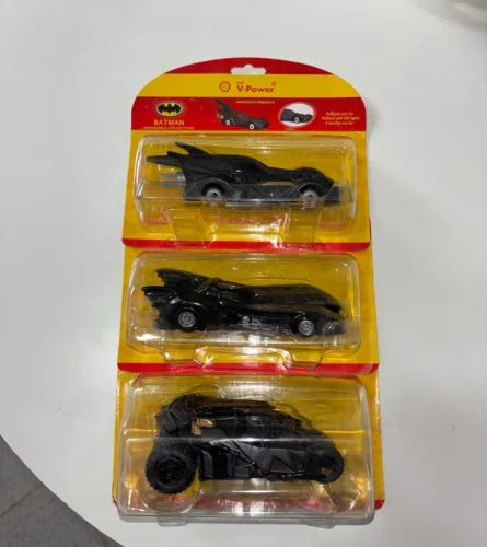 +m+ lote 3x miniatura batman shell - batmóvel