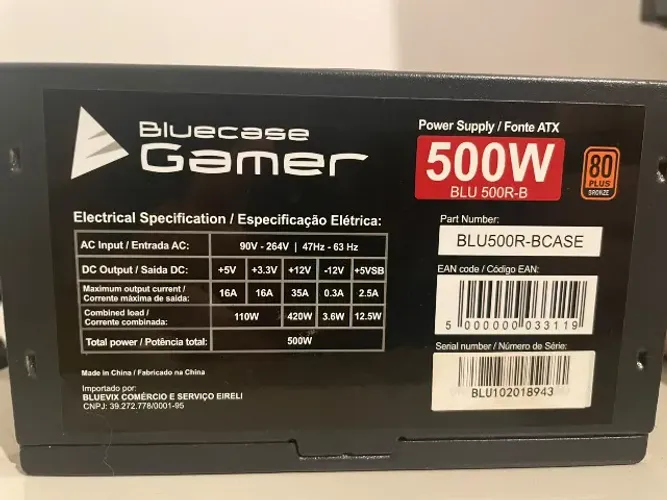 Fonte Bluecase Gamer 500w