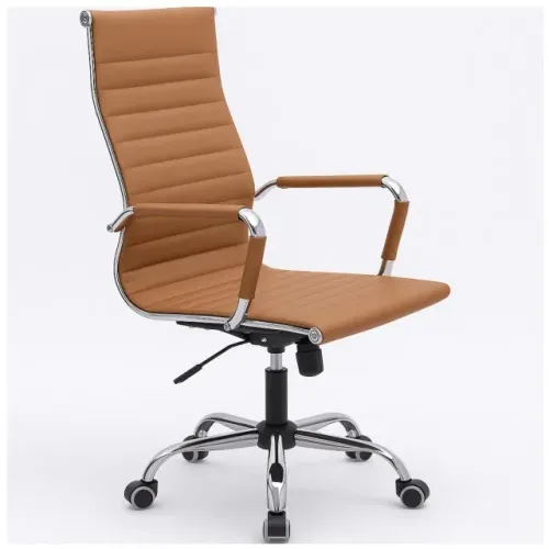 Cadeira Executiva Charles Eames Caramelo Design Ergonômico Elegante 32885
