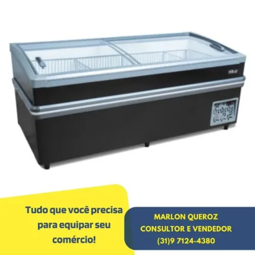 Ilha para Congelados Vidro Curvo 2M Polar 