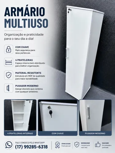 Armário Multiuso Branco com Chave