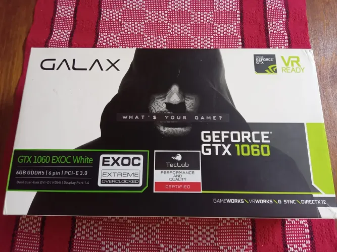 Placa de Vídeo GeForce GTX 1060 6GB GDDR5 Galax Completa e em Excelente Estado