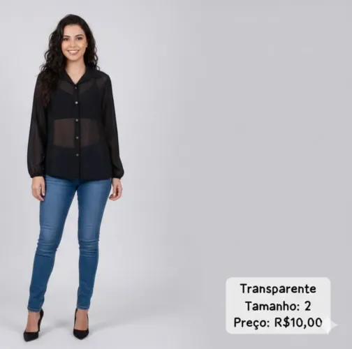 Blusa Social Preta Feminina