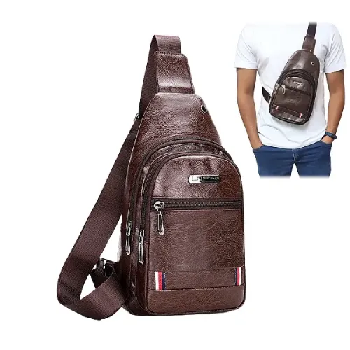 Mini Bolsa Tiracolo Pochete Transversal Ombro de Couro Sintético Marrom - Jingpin
