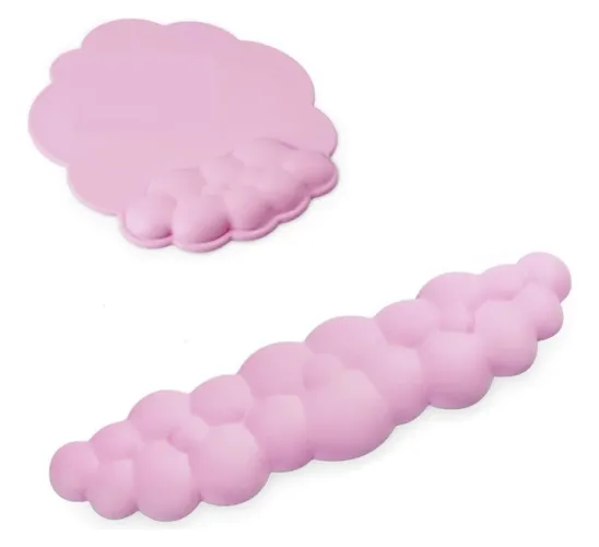 Kit Mousepad Pulso Teclado Mouse Ergonômico Rosa