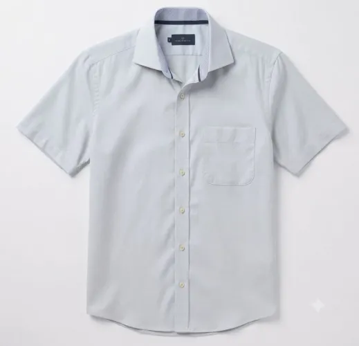 Camisa social masculina manga curta Via Veneto azul
