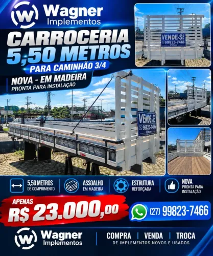 Carroceria Nova 5,50 Metros para Caminhão 3/4