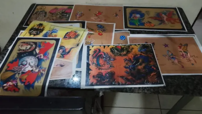 revistas e portifolio de tattoo,21 revistas, 5 pastas a4 e uma a3(aceito troca e propostas