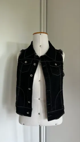 Colete Jeans Preto Morena Rosa - Tamanho G