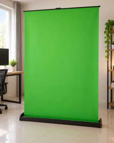 Fundo Verde Chroma Key Greika Retrátil.  Usado em perfeito esrado