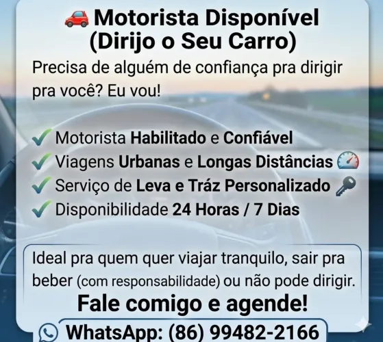 Motorista Disponível Para Dirigir (Seu Carro) 