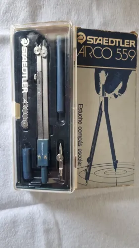 Compasso técnico alemão Staedtler arco 559 vintage na caixa