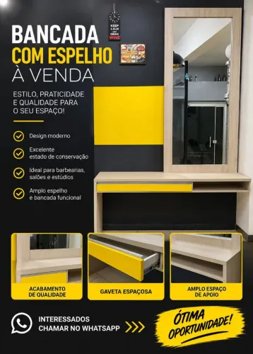 Vende bancada com espelho  pra salão  barbearia  Studio 