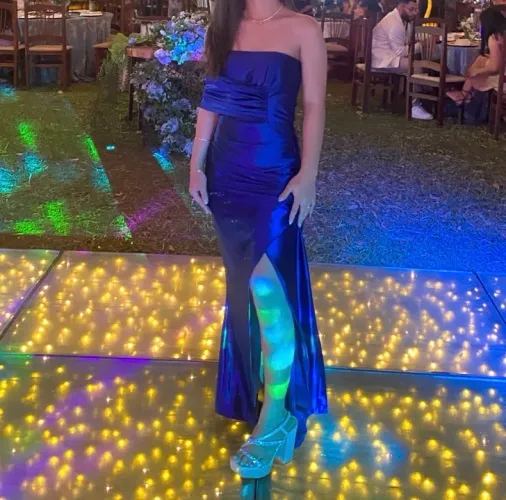 Vestido Azul Royal de Cetim