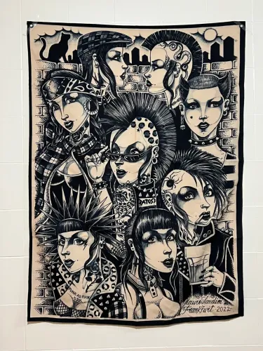 Bandeira decorativa de tatuagem para parede