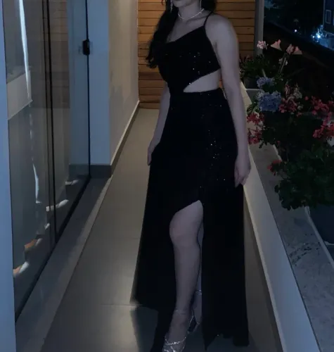 VESTIDO DE FORMATURA PAETE PRETO 