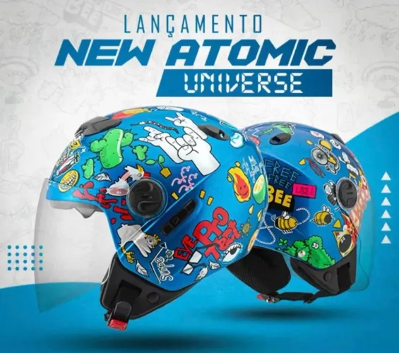 Capacete Moto Aberto New Atomic Universe Lançamento Oferta