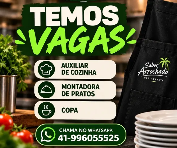 Vaga de emprego- auxiliar de cozinha