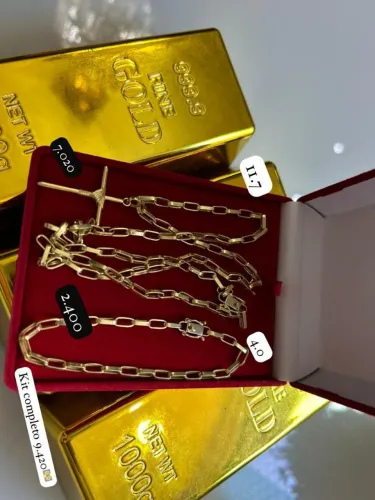 Kit corrente e pulseira de ouro 18k