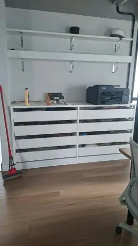 Armário Organizador / Gaveteiro Técnico em MDF Branco Matte + 2 Prateleiras (Alto Padrão)