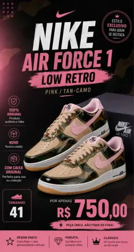 Nike Air Force 1 Low '07 LV8 Patent Camo Pink size 41
