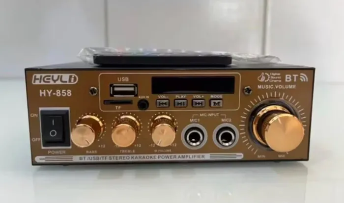 Amplificador 110v / 12v Karaoke Fm Bluetooth Controle Remoto