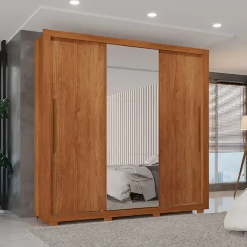 Guarda roupa Ipanema de casal com 3 portas de correr e 4 gavetas