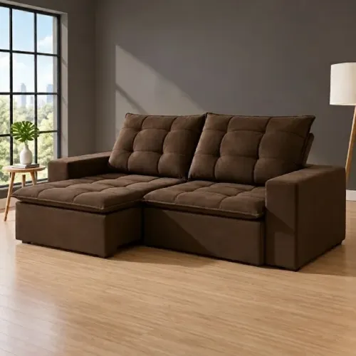 Sofa retratil e reclinavel com pillow nos acentos 