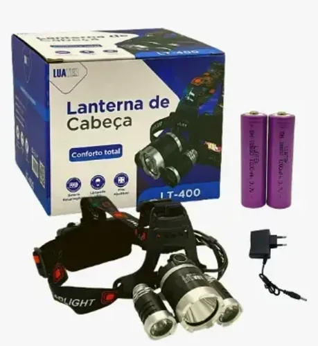LANTERNA DE CABECA RECARREGAVEL LUATEK LT-400A