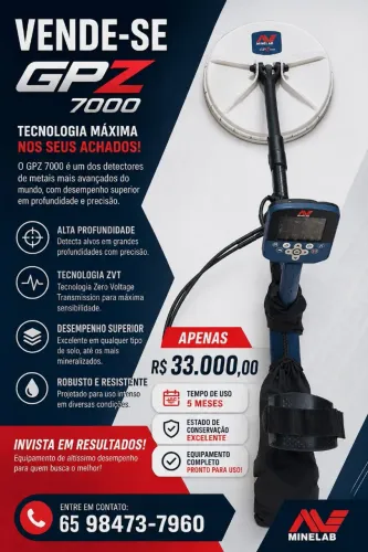 Vendo detector Gpz 7000 minelab 5 meses de uso