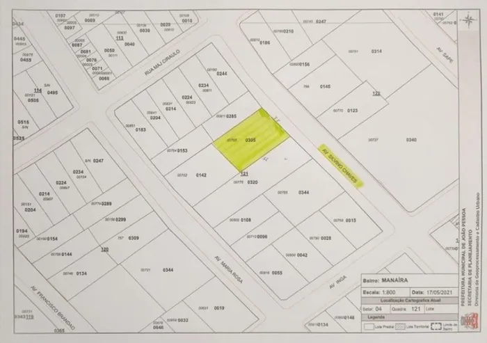 Terreno a venda no tamanho de 21 x 36 no bairro de Manaíra - João Pessoa - PB
