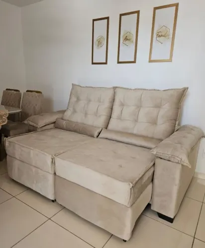 Sofá Retrátil e Reclinável Bege - Compre direto da fábrica 