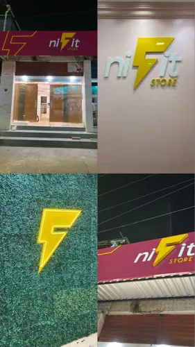 Fachada acm e lona e estrutura adesivo
