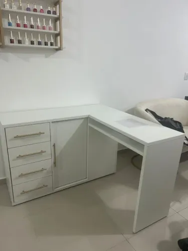 Mesa de Escritório Branca em L
