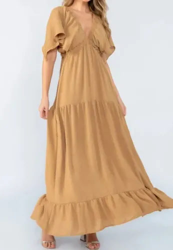 Vestido Longo Caqui