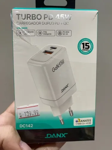 Base Fonte Carregador Duplo PD 45W Turbo Danx DC142 Tomada Loja Coimbra Computadores