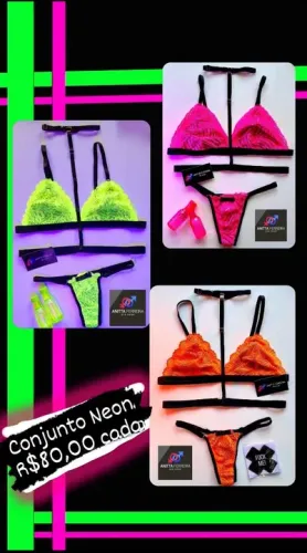 Conjunto Neon - Lingerie Sexy - Diversas Cores