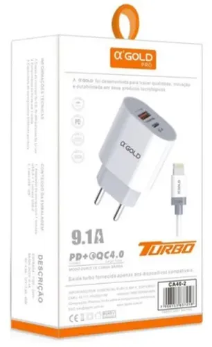 Novo Carregador Turbo Para celular 40w 9.1A AGold ,Carregador Para iphone original