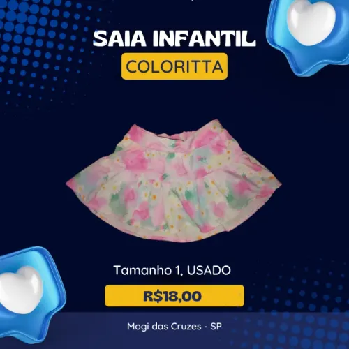 saia infantil tamanho 1- usado - Dia das crianças