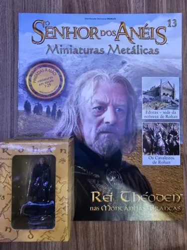 Miniatura Rei Théoden 13 Senhor dos Aneis Eaglemoss na caixa com revista