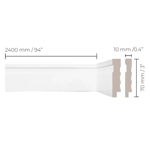 PROMOÇÃO - Rodapé Poliestireno 07 cm slim 10 mm espessura à prova d'água