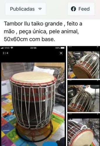 Tambor Taiko feito a mão