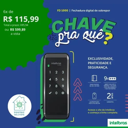 Fechaduras digitais Intelbras com instalação inclusa