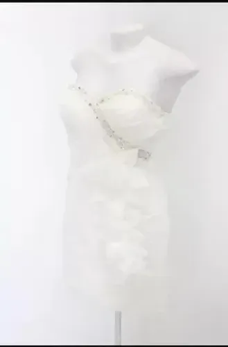 vestido de festa / noiva dolp's tomara que caia off-white com aplique e bojo pp